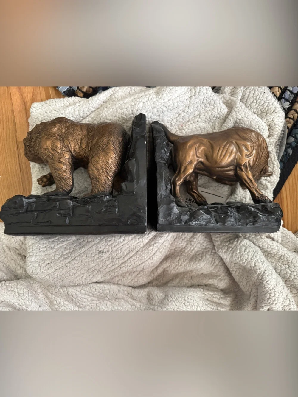 Austin Collection Bronze-Tone Bull and Bear Bookends - Brown and Black